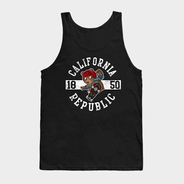 California Republic Bear Skater Skateboard Tank Top by E